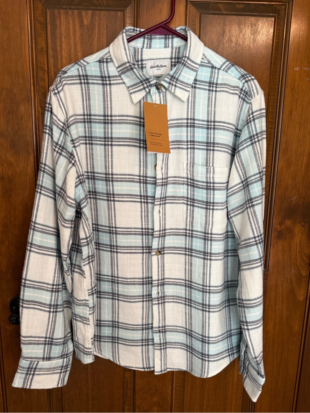 Goodfellow & Co Brown and Cream Plaid Button-Down Shirt